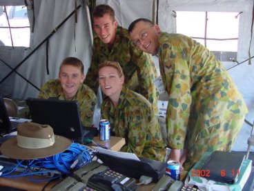 104 Sig Sqn Soldiers - checking the Equipment