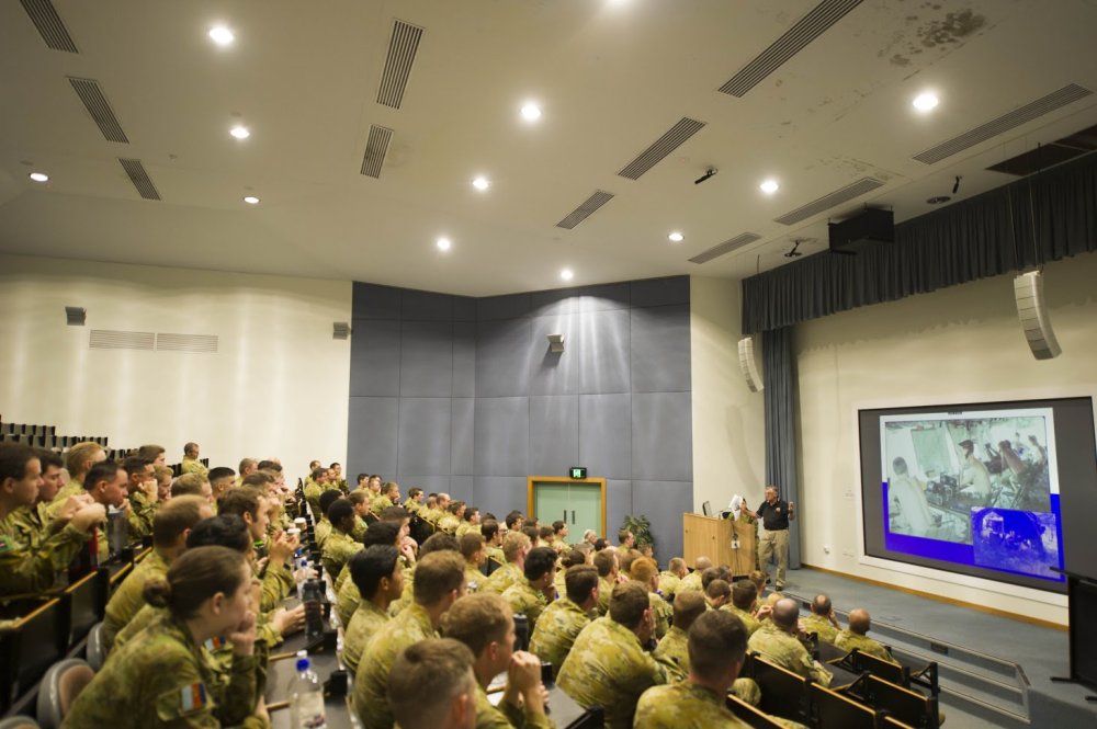 Denis Hare doing presentation to the Troop