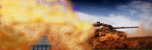 Leopard Tank out running the ACV