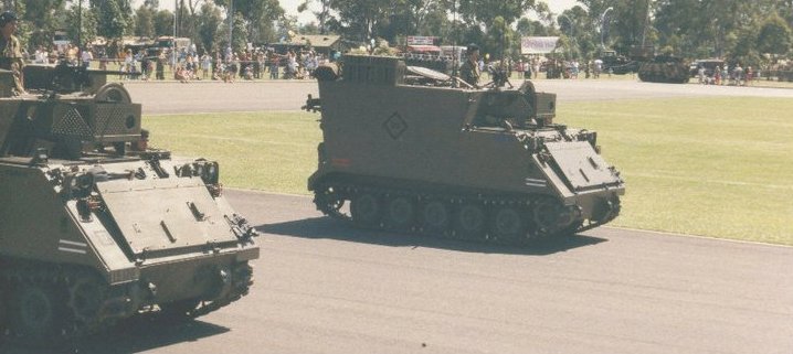 75th Anniversary 1Bde Parade with 104 Sig Sqn ACV's